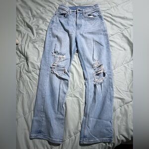 Arizona Jean Company Light Blue Ripped Straight Leg Jeans